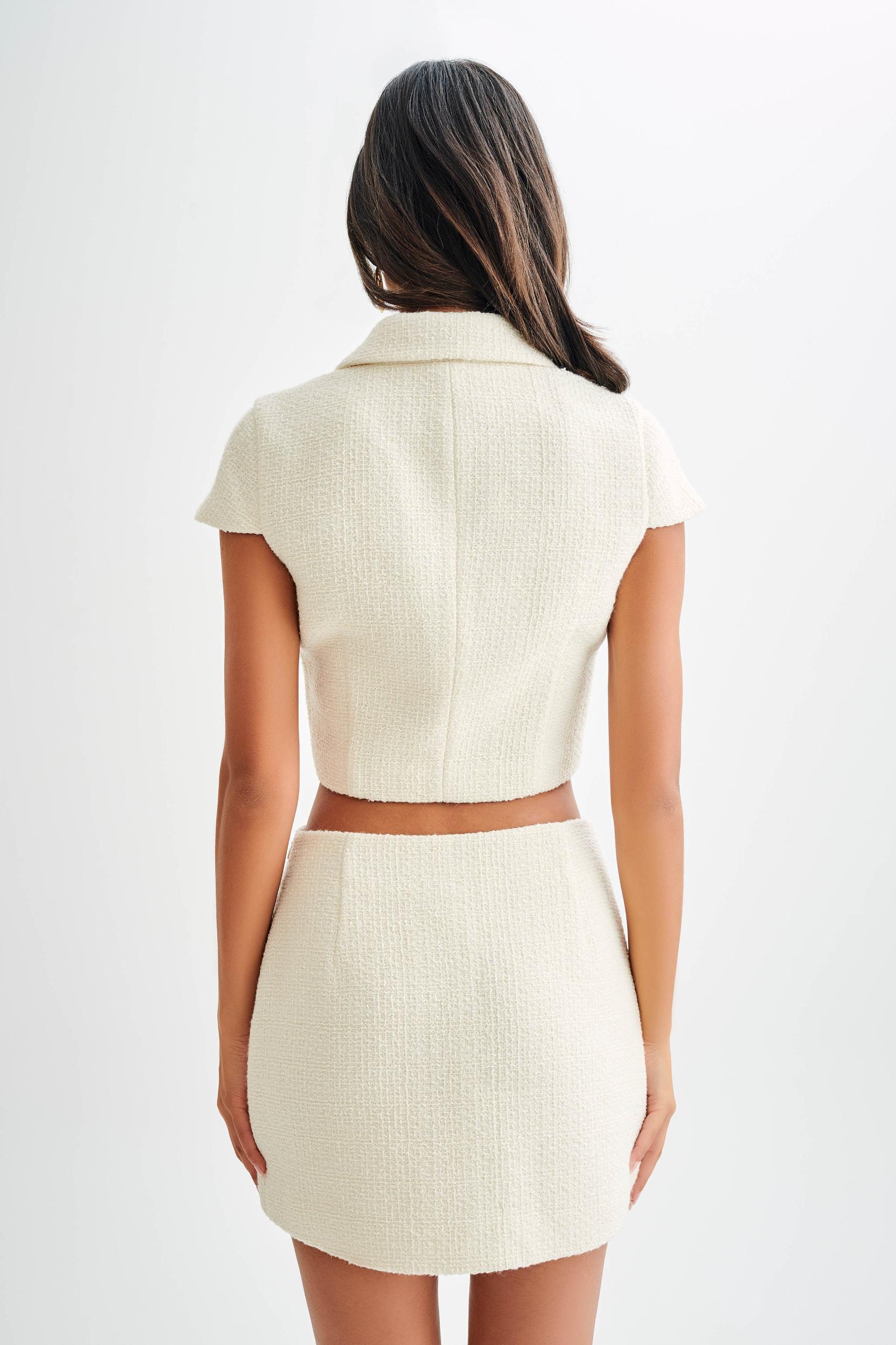 Parisa Boucle Button Up Top - Ivory Product Image