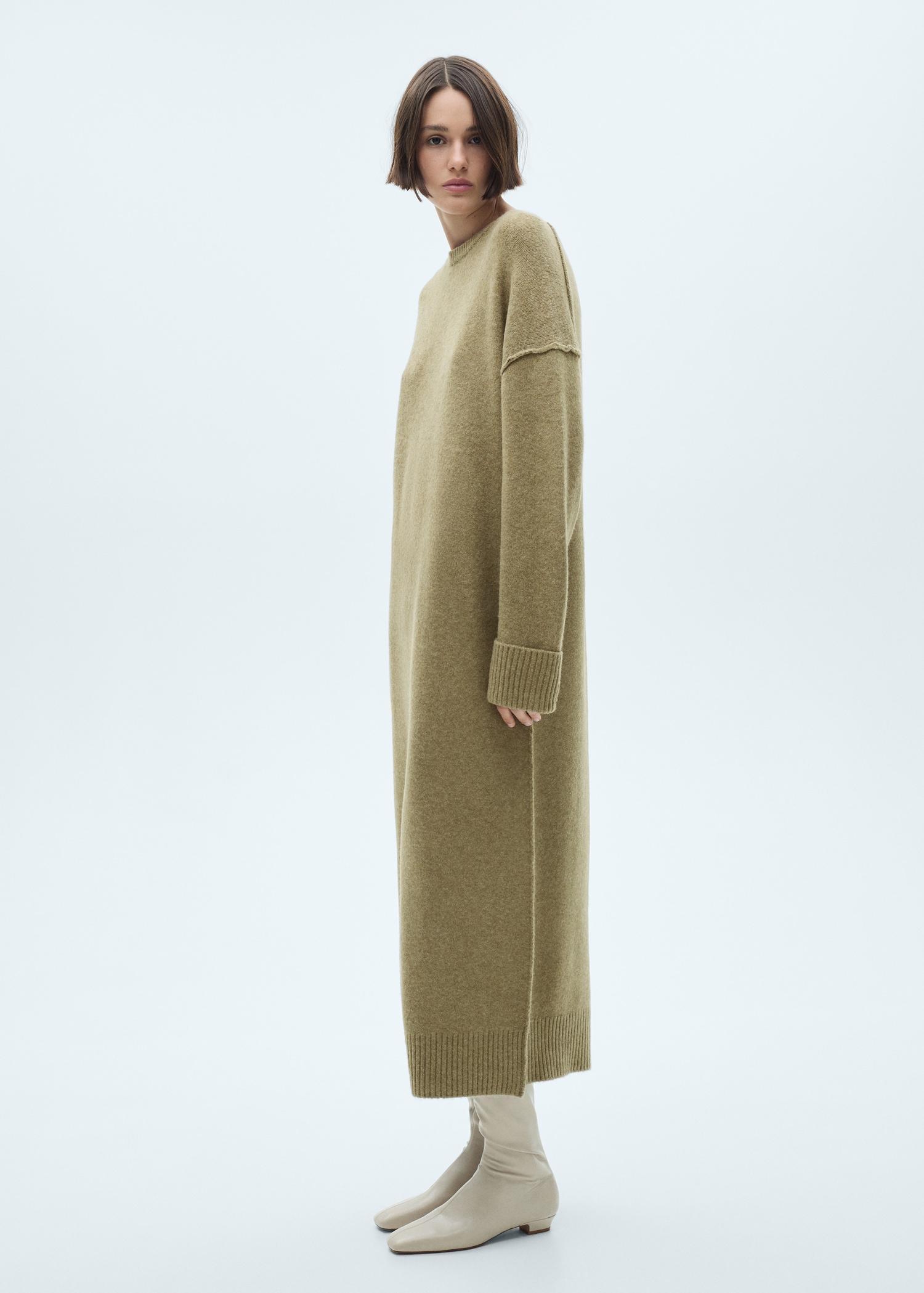 Knitted dress with ribbed finishes - Women | MANGO USA Product Image