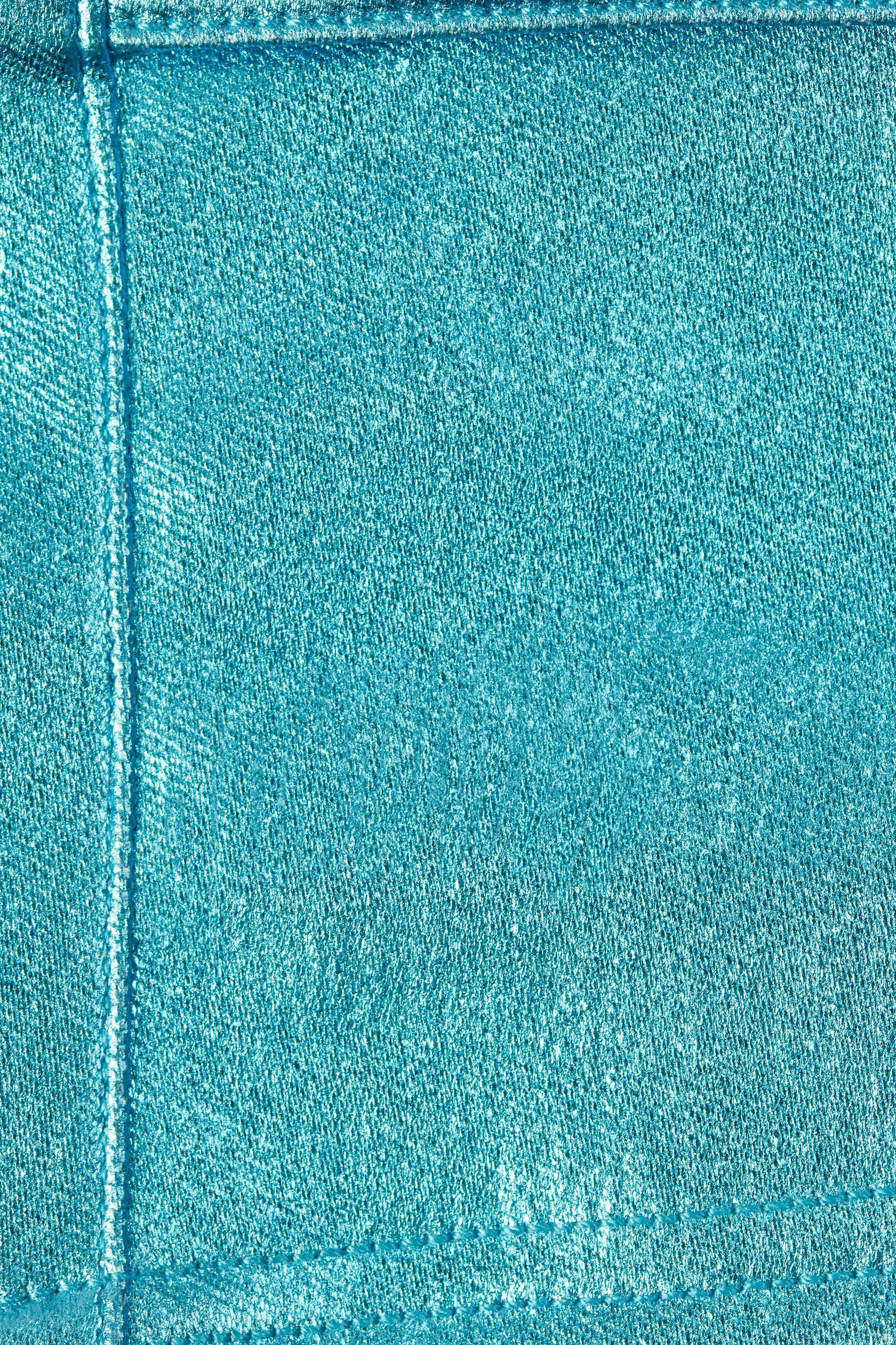 Metallic High-Waist Denim Shorts in Aqua Product Image
