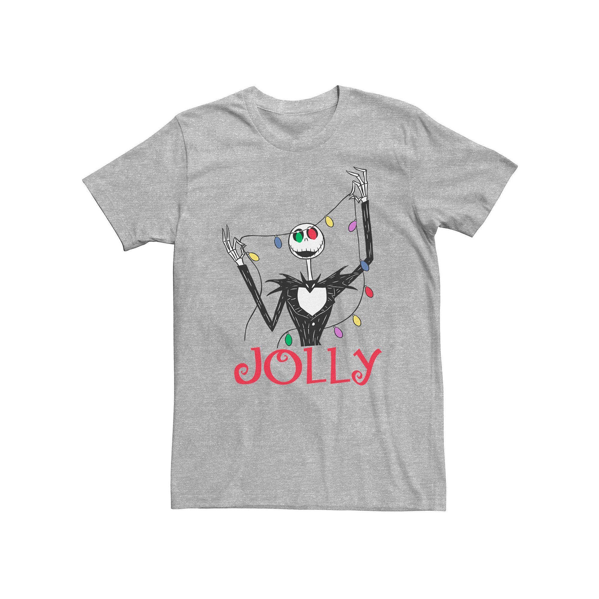 Big & Tall Nightmare Before Christmas Jolly Jack Christmas Lights Eyes Tee, Men's, Size: 4XL, Athletic Grey Product Image