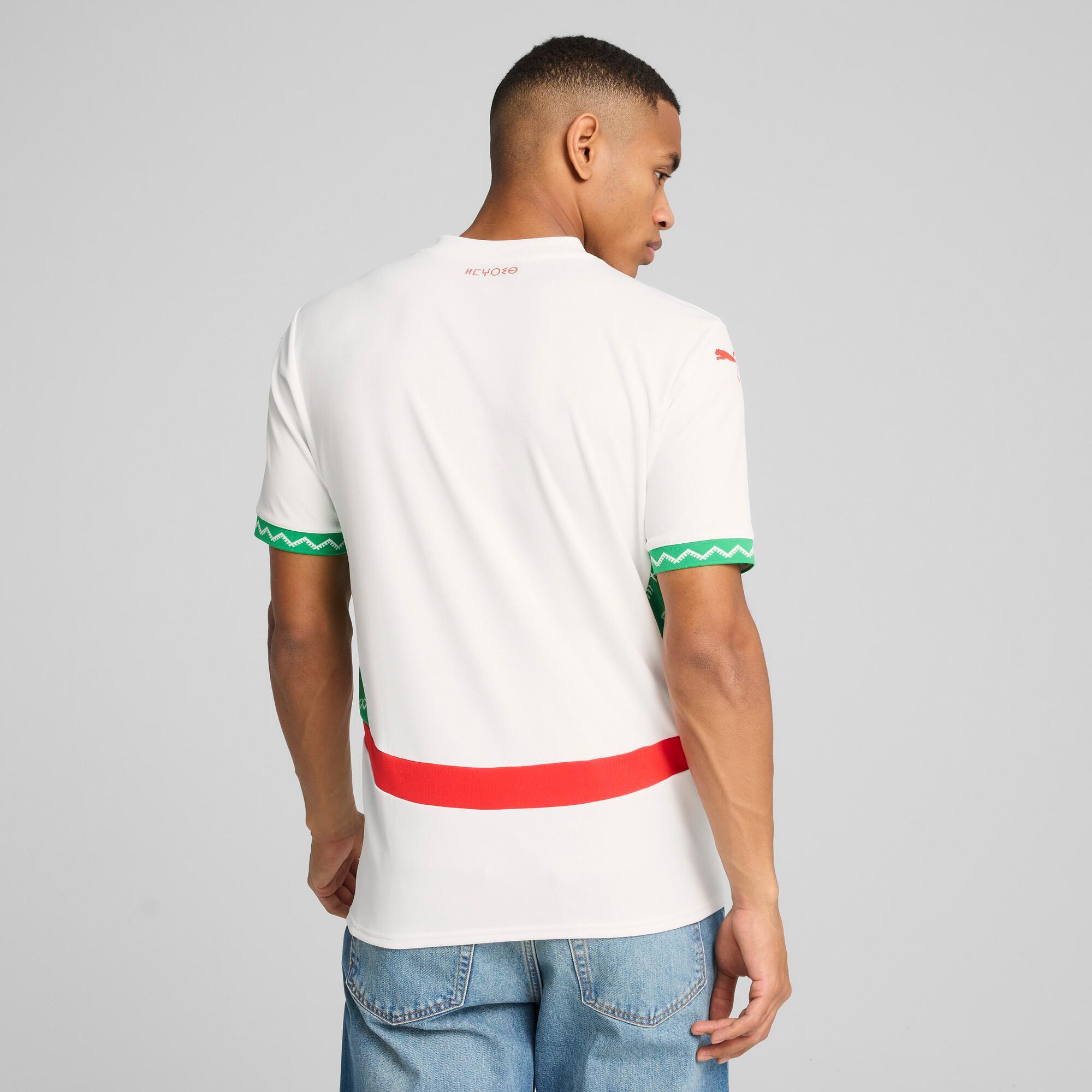 PUMA Morocco 2025 Men's Away Replica Soccer Jersey in White/Fast Green/Red Product Image