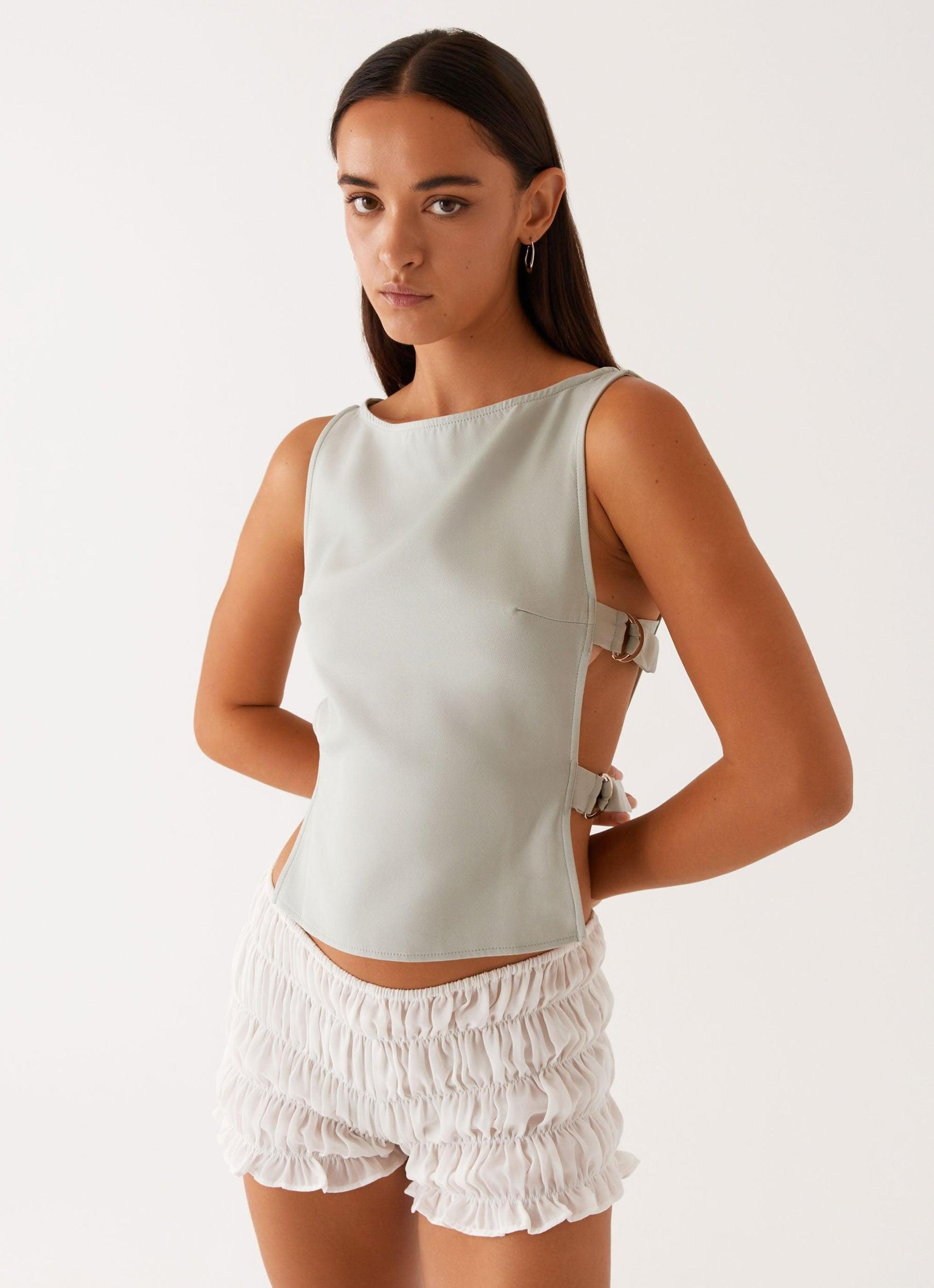 Cherish You Buckle Top - Sage Product Image