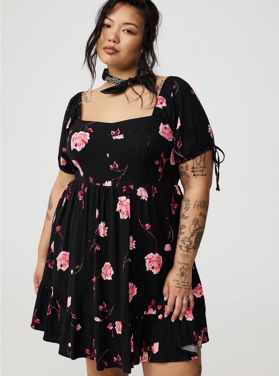 Mini Tie Puff-Sleeve Dress Product Image