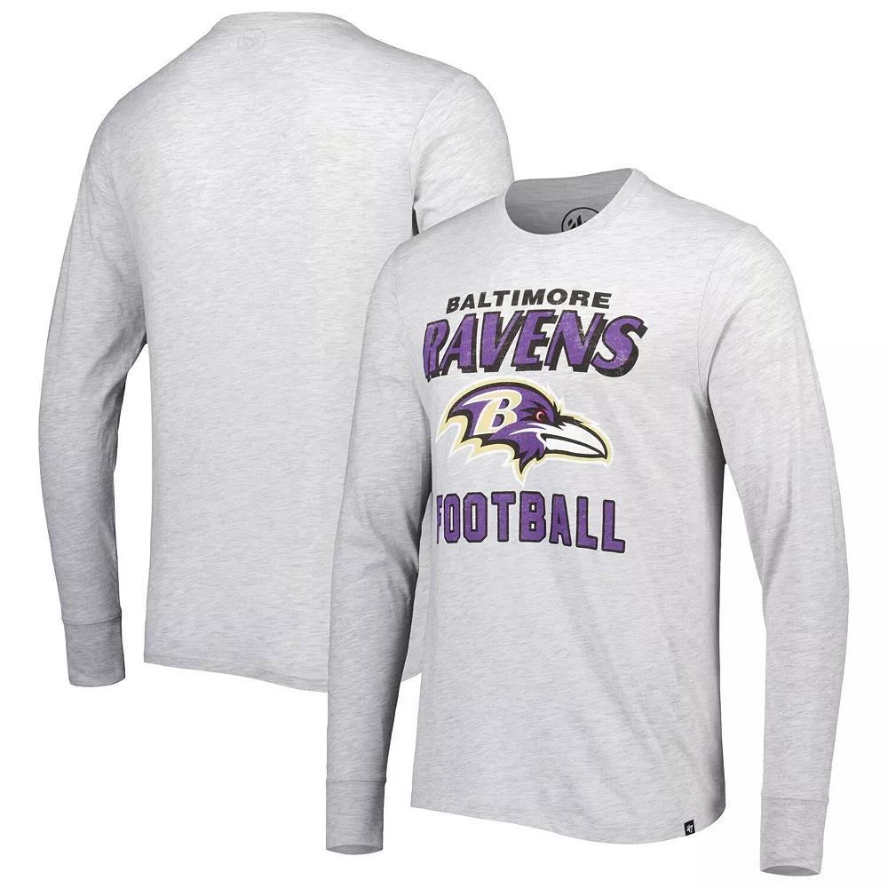Men's '47 Heathered Gray Baltimore Ravens Dozer Franklin Long Sleeve T-Shirt, Size: XL, Grey Product Image