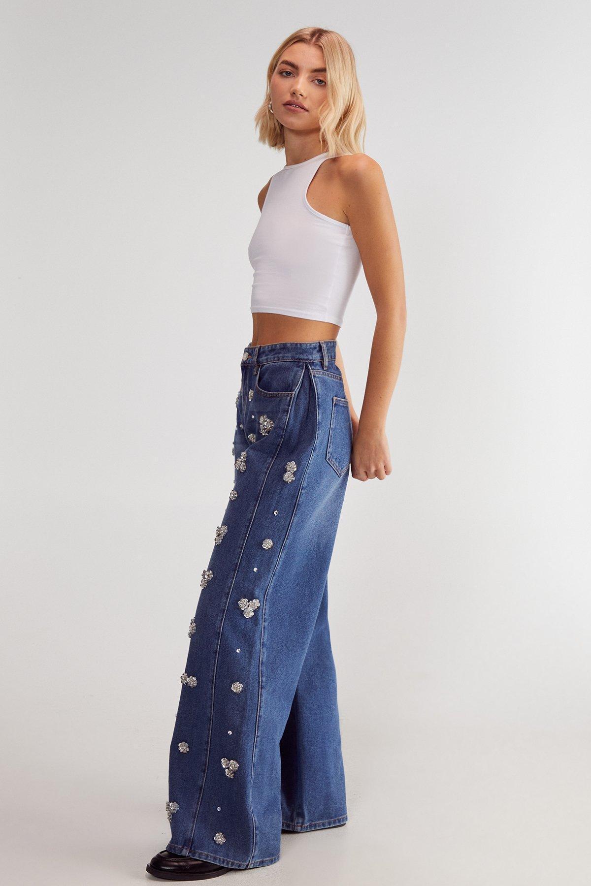 Limited Embellished Flower Applique Jean Product Image