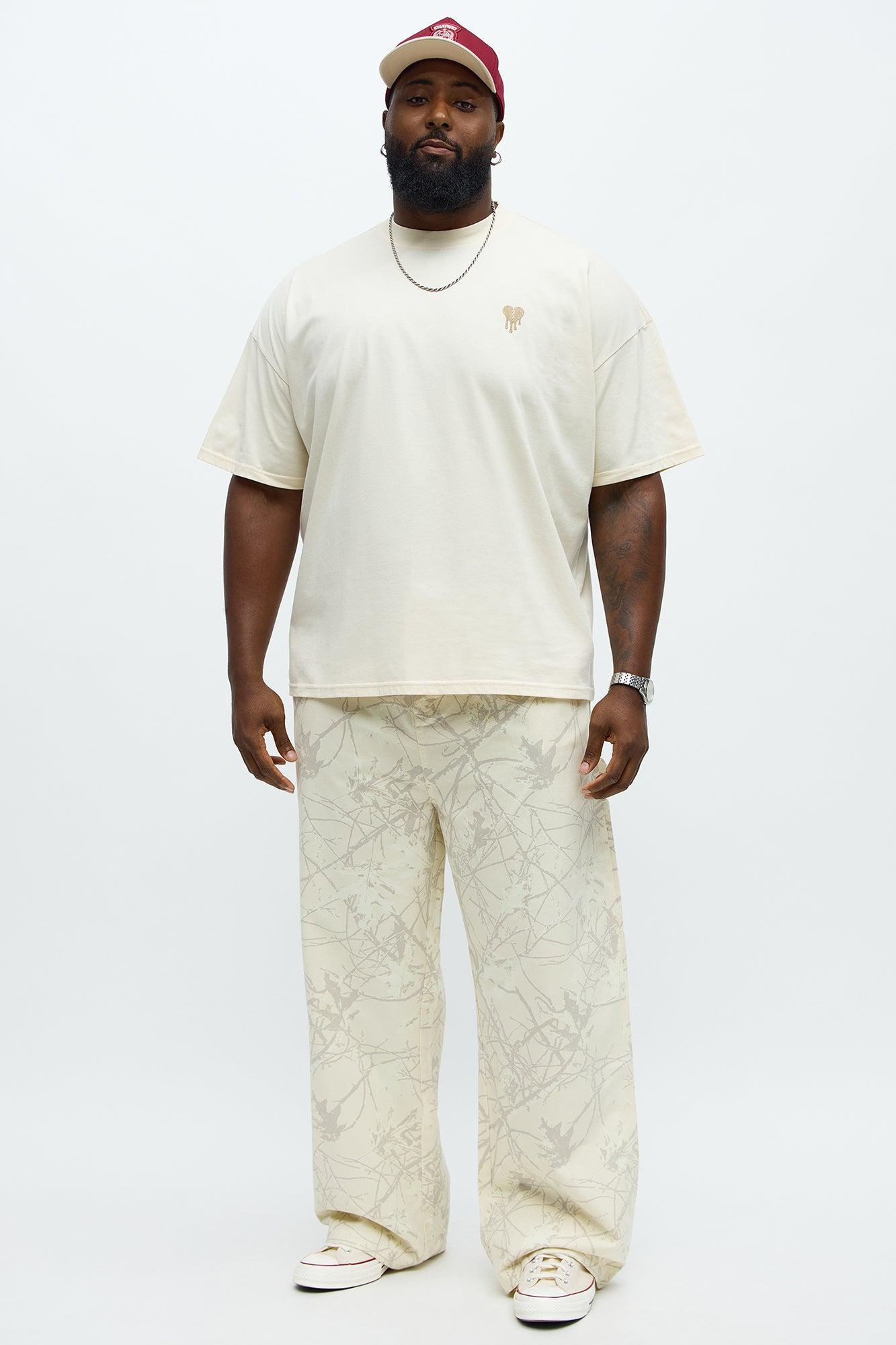 Oversized Mini Embroidery Heavy Weight Boxy tee - Cream Product Image