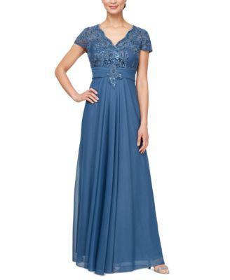 Alex Evenings Womens Embellished Short-Sleeve Gown Product Image
