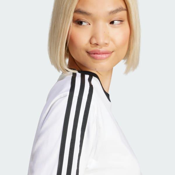 adidas Adicolor 3-Stripes Regular Long Sleeve Tee White L Womens Product Image