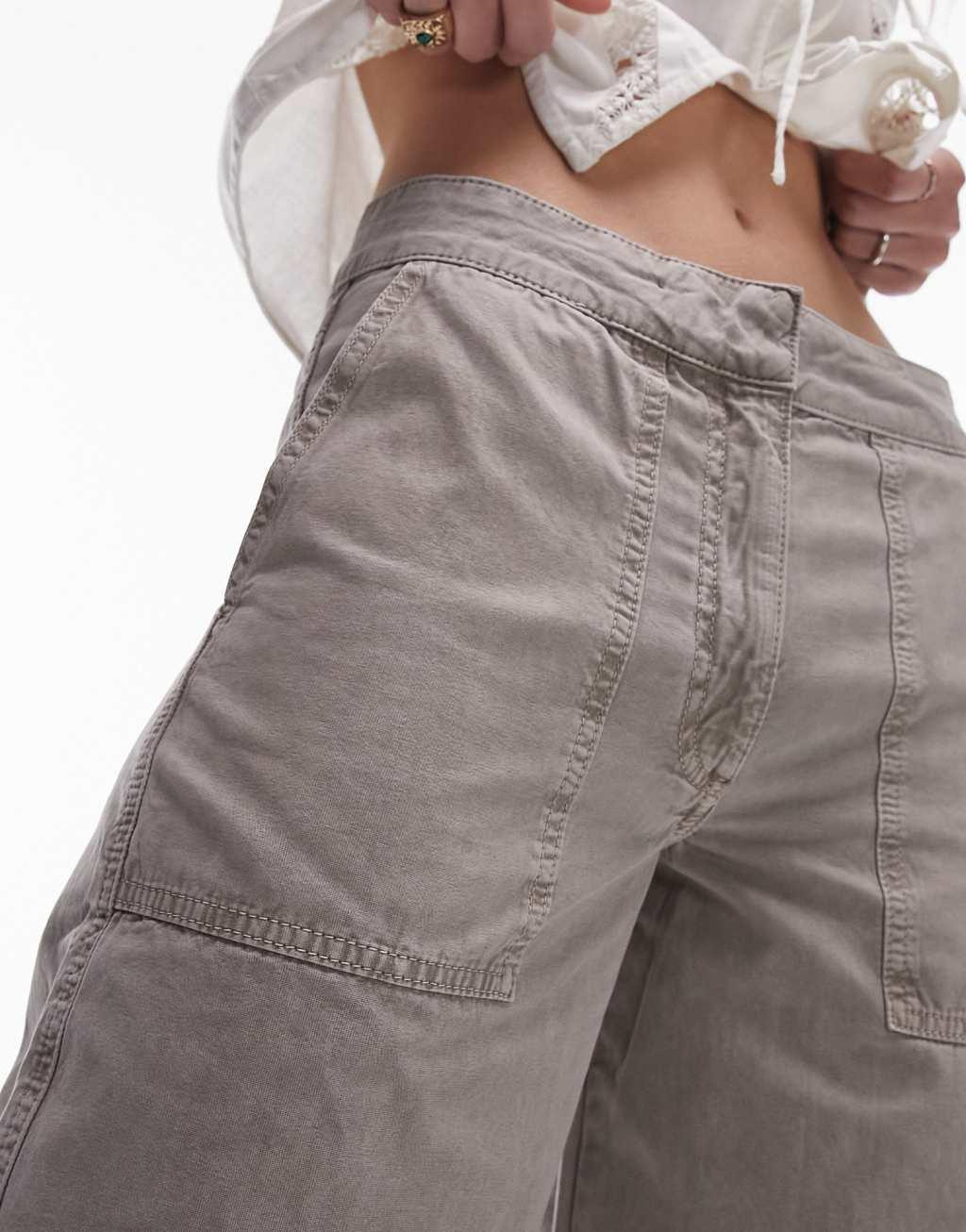 Topshop Tall low rise washed straight leg pants Product Image