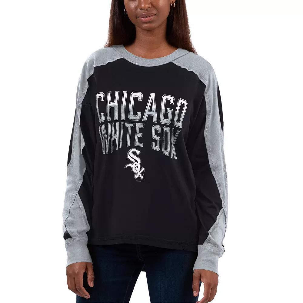 Women's G-III 4Her by Carl Banks Black/Silver Chicago White Sox Smash Raglan Long Sleeve T-Shirt, Size: Small Product Image
