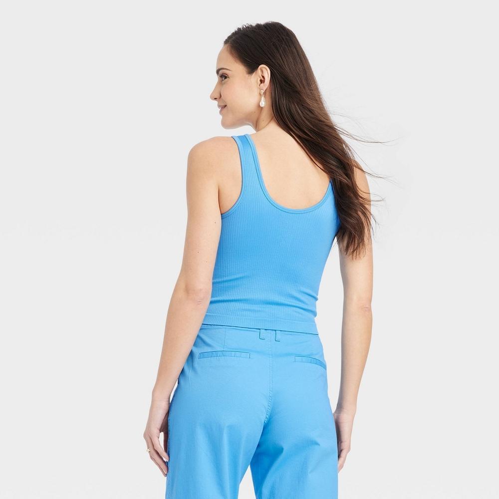 Womens Seamless Slim Fit Tank Top - A New Day Blue M Product Image