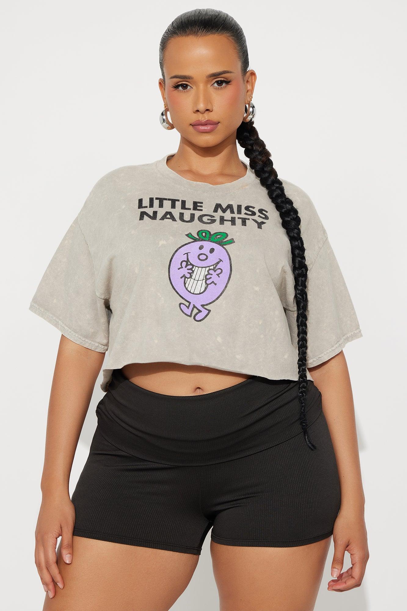 Little Miss Naughty Washed Cropped Tee - Sand Female Product Image