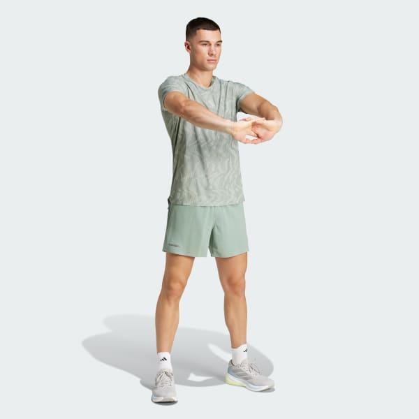adidas Ultimate Running Engineered CLIMACOOL+ Tee Silver Green 2XL Mens Product Image