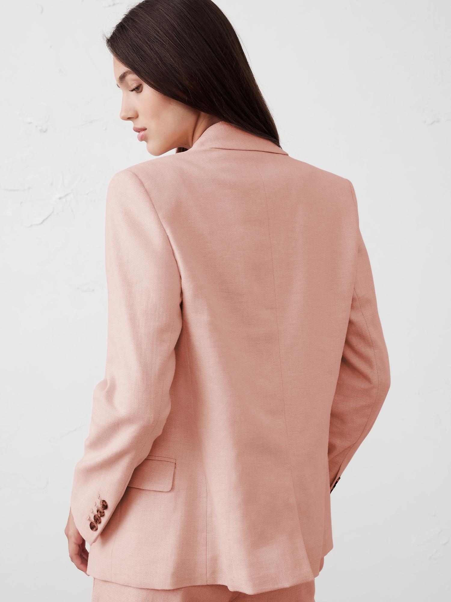 Linen-Blend Boyfriend Blazer Product Image