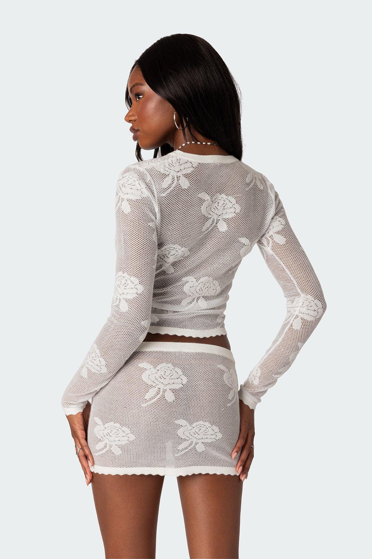 Saga Embroidered Sheer Knit Top Product Image