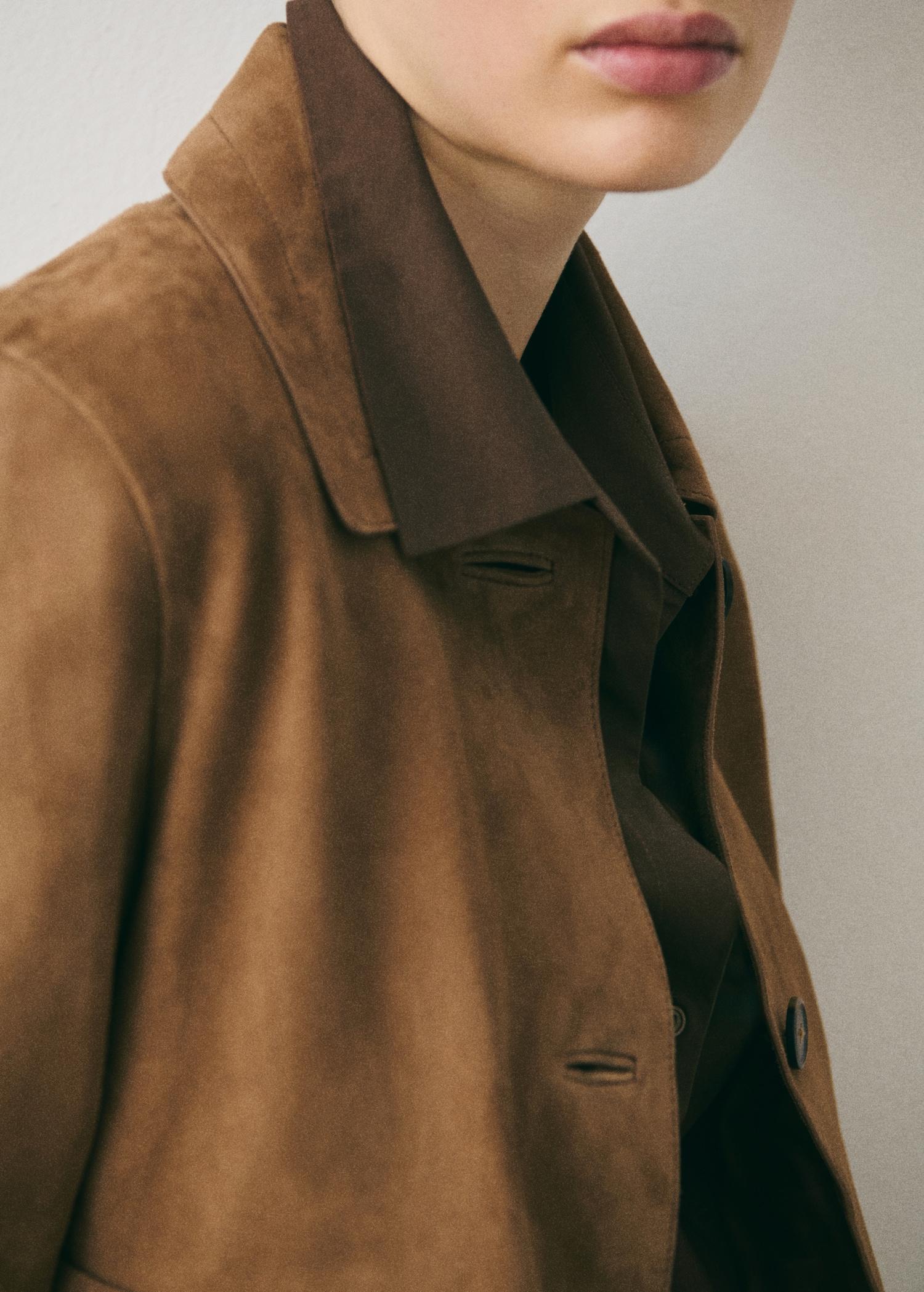 Suede leather jacket - Women | MANGO USA Product Image