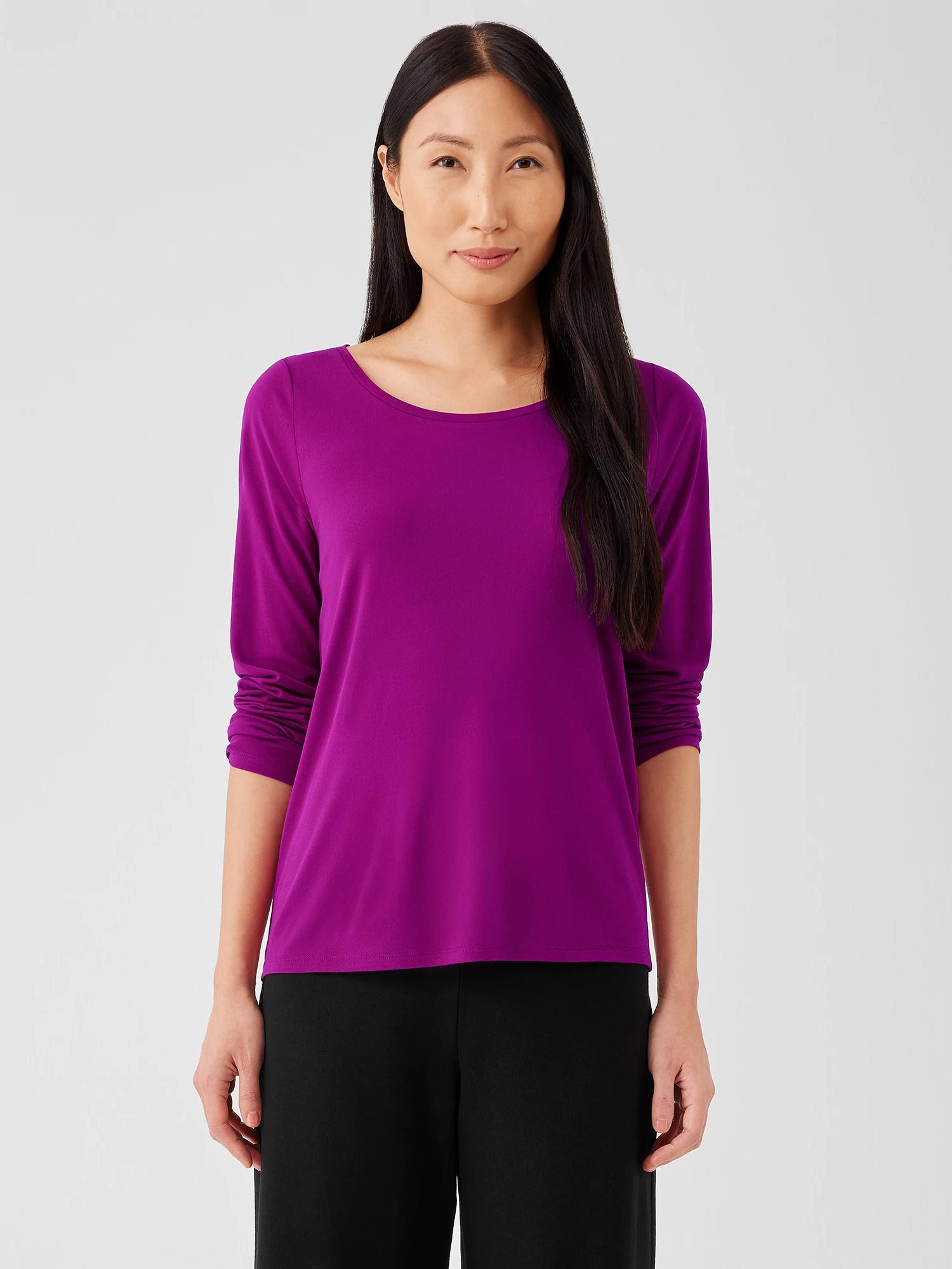 Stretch Silk Jersey Scoop Neck Top Product Image