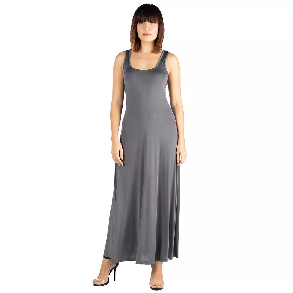 Women's 24seven Comfort Apparel Fit And Flare A-Line Sleeveless Maxi Dress, Size: Large, Grey Product Image