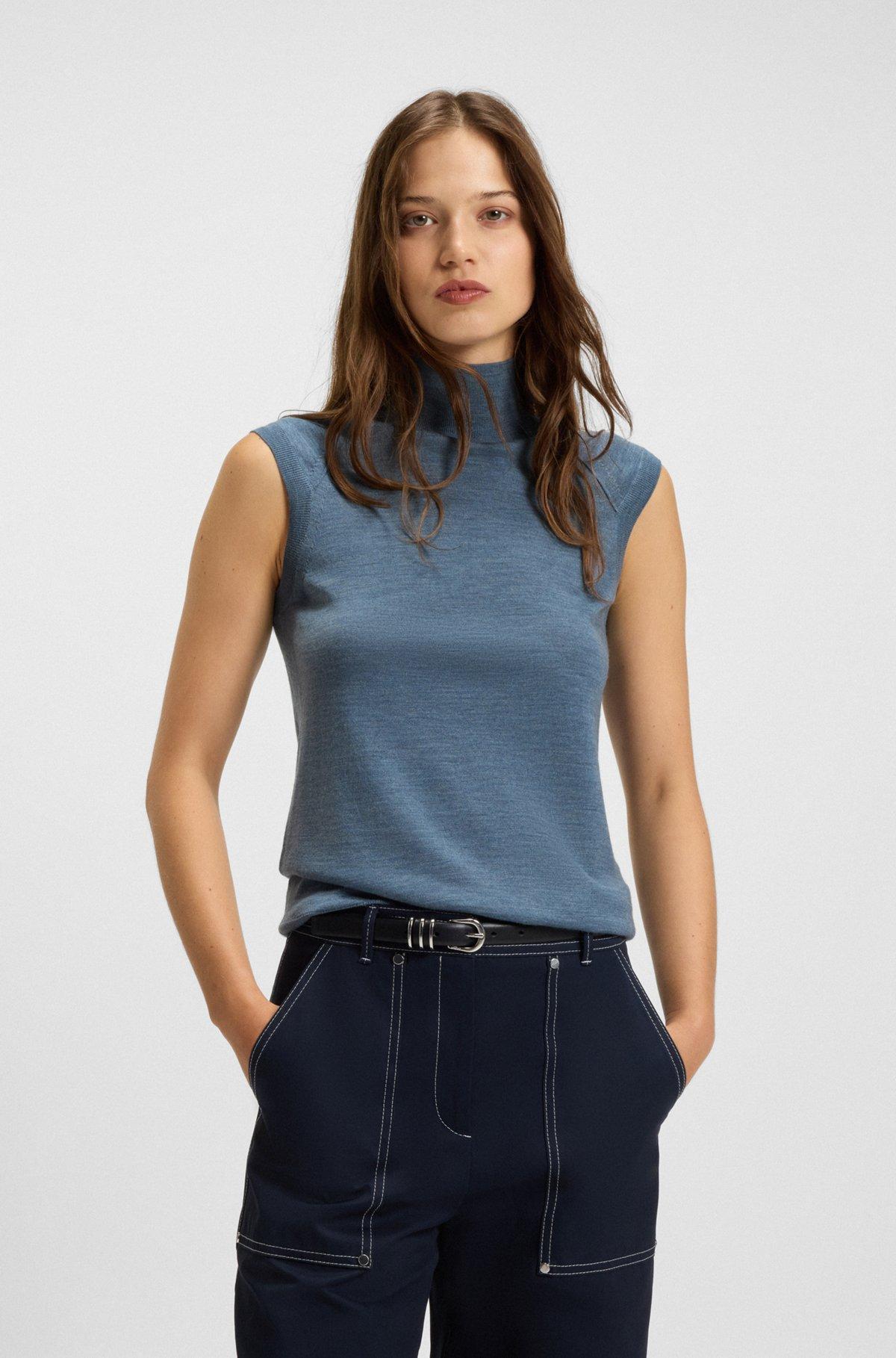 High-neck top in merino wool Product Image