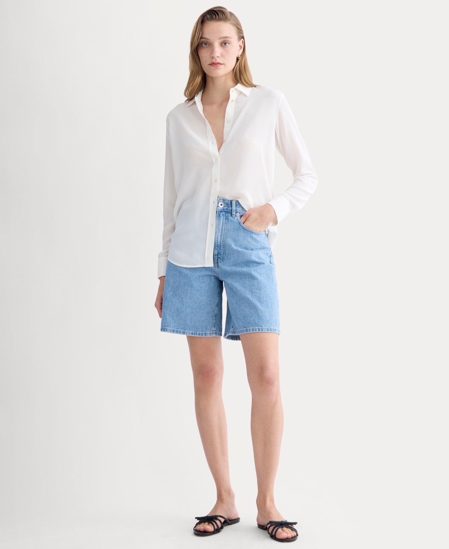 The Long A-Line Denim Short Product Image
