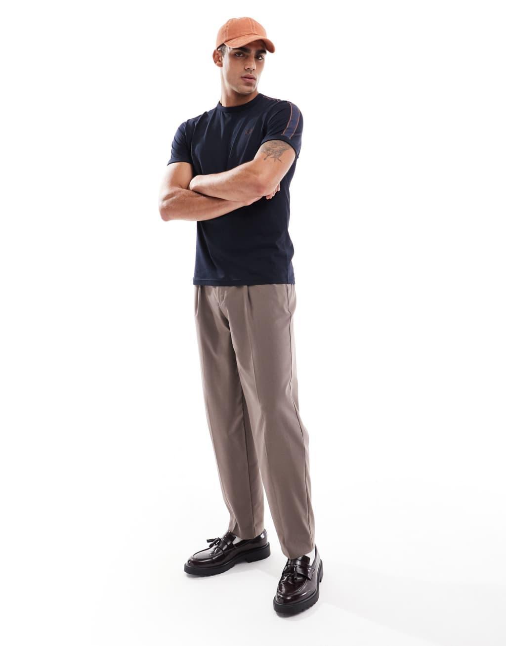 Fred Perry contrast tape ringer t-shirt in navy Product Image