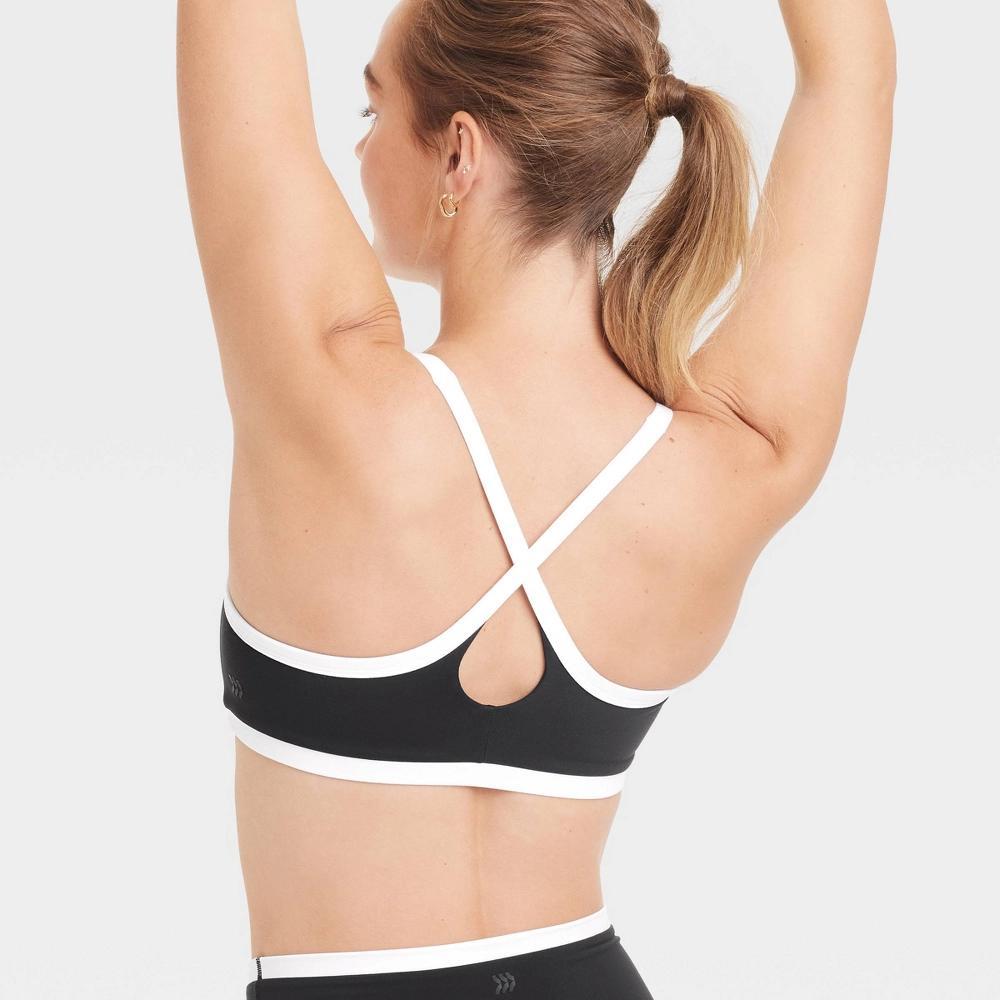 Womens Everyday Soft Light Support Piped Midline Sports Bra - All In Motion Black XL Product Image