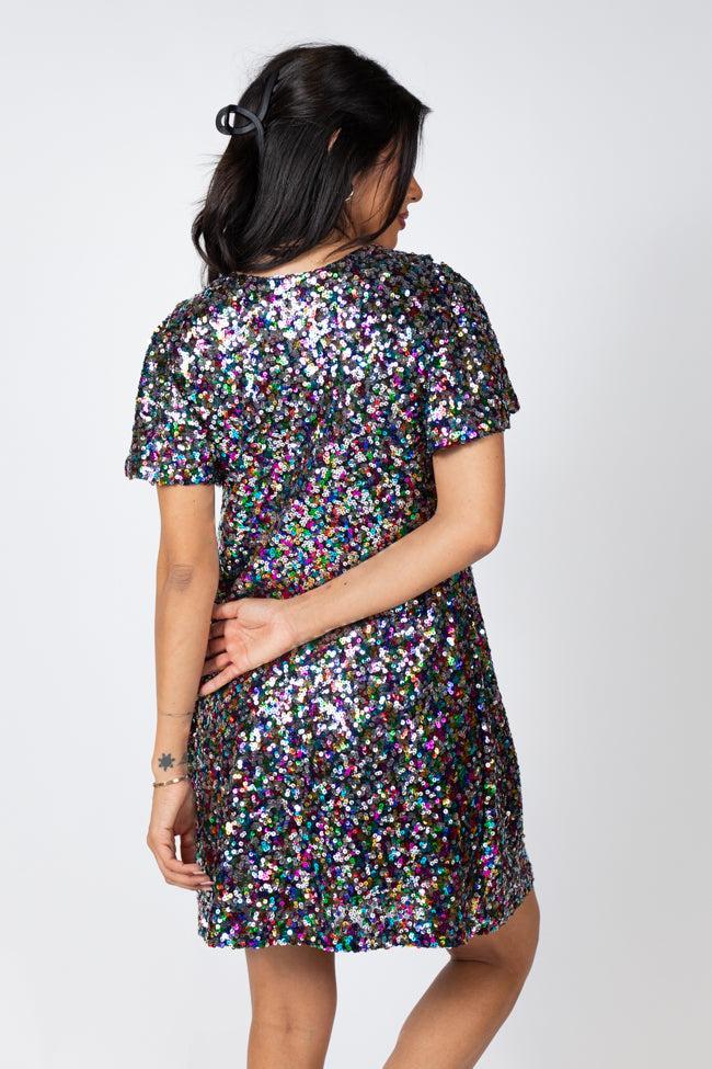 Celebrate Good Times Multi Sequin Mini Dress FINAL SALE Product Image
