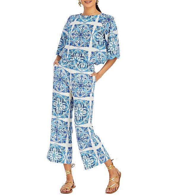 Mestiza New York Taylor Printed Flat Front Side Leg Coordinating Cropped Pants Product Image