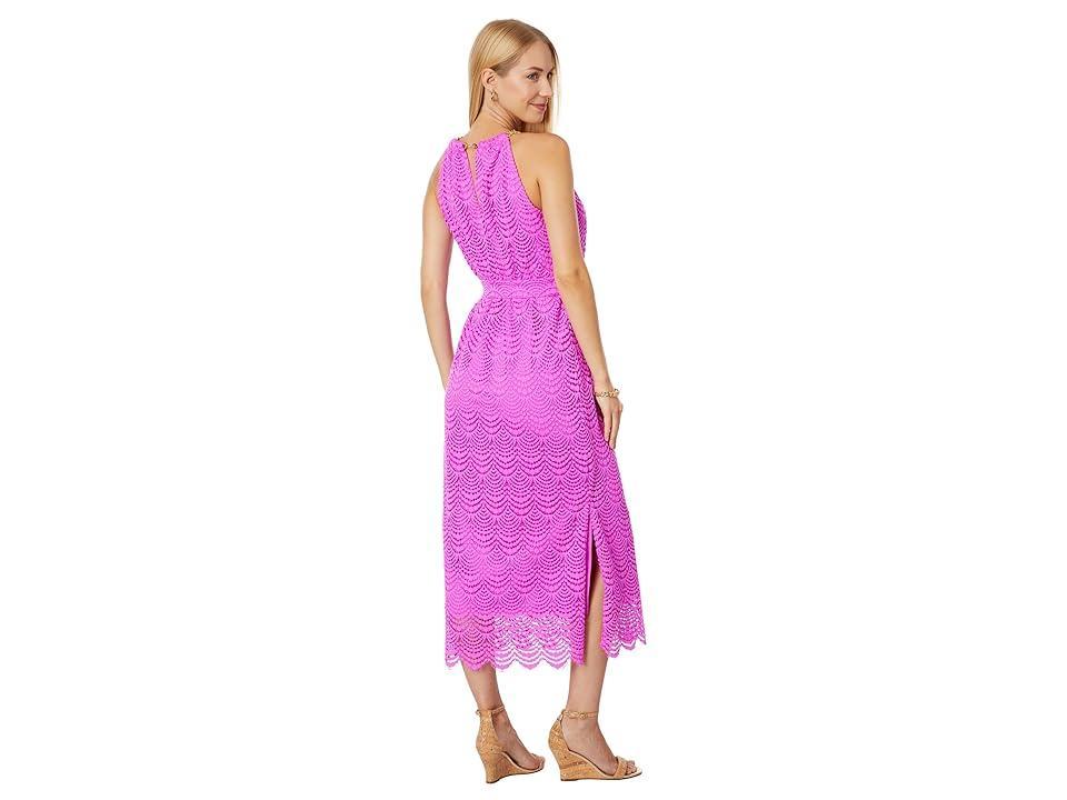 Lilly Pulitzer Bingham Lace Midi Dress (Wild Fuchsia Scalloped Shell Lace) Women's Clothing Product Image