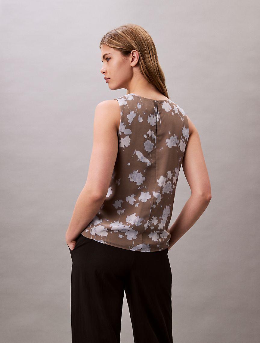 Printed Chiffon Sleeveless Shell Top Product Image