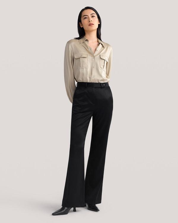 Sandwashed Silk Shirt With Epaulettes Product Image