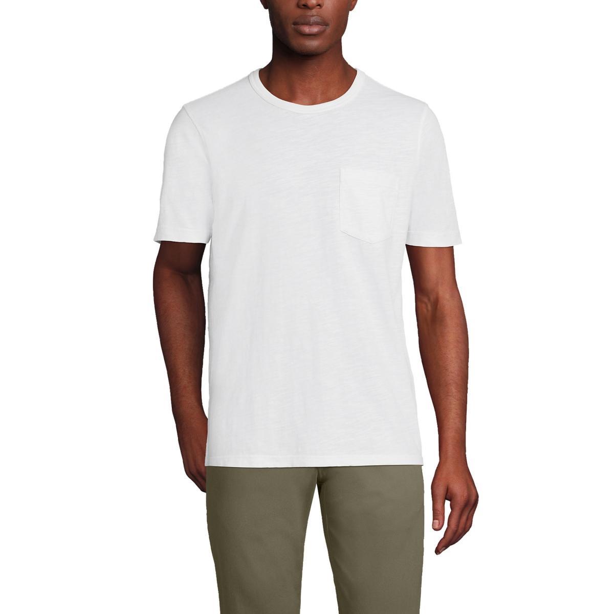 Mens Lands End Short Sleeve Pocket Tee Deep Blue Product Image
