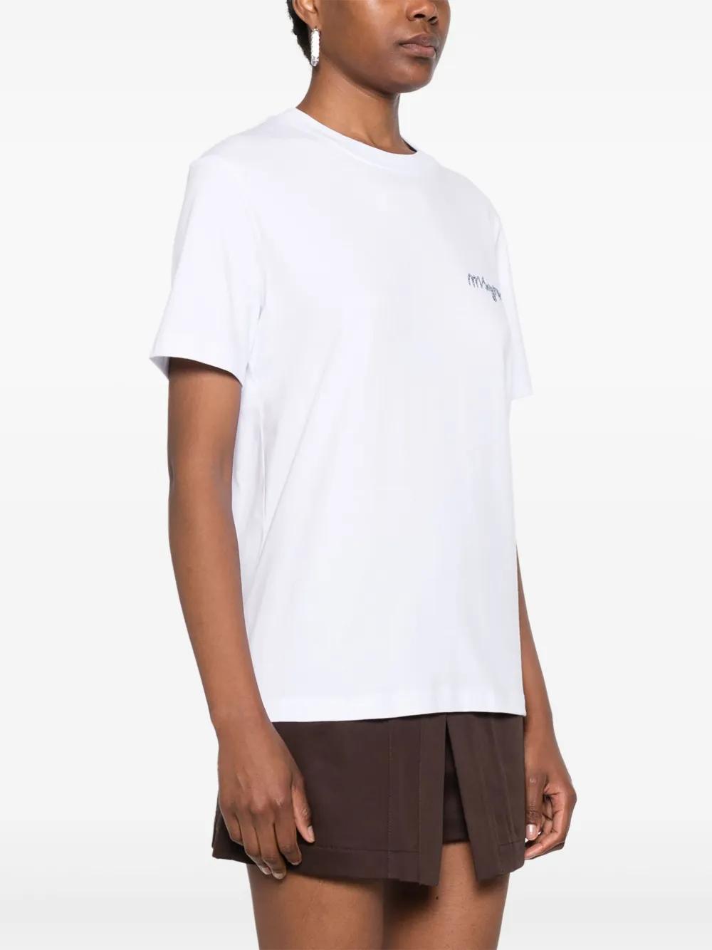 MSGM Logo-embroidered Cotton T-shirt In White Product Image