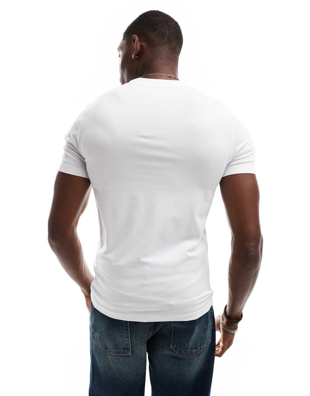 ASOS DESIGN muscle fit ringer T-shirt in white with chest print Product Image