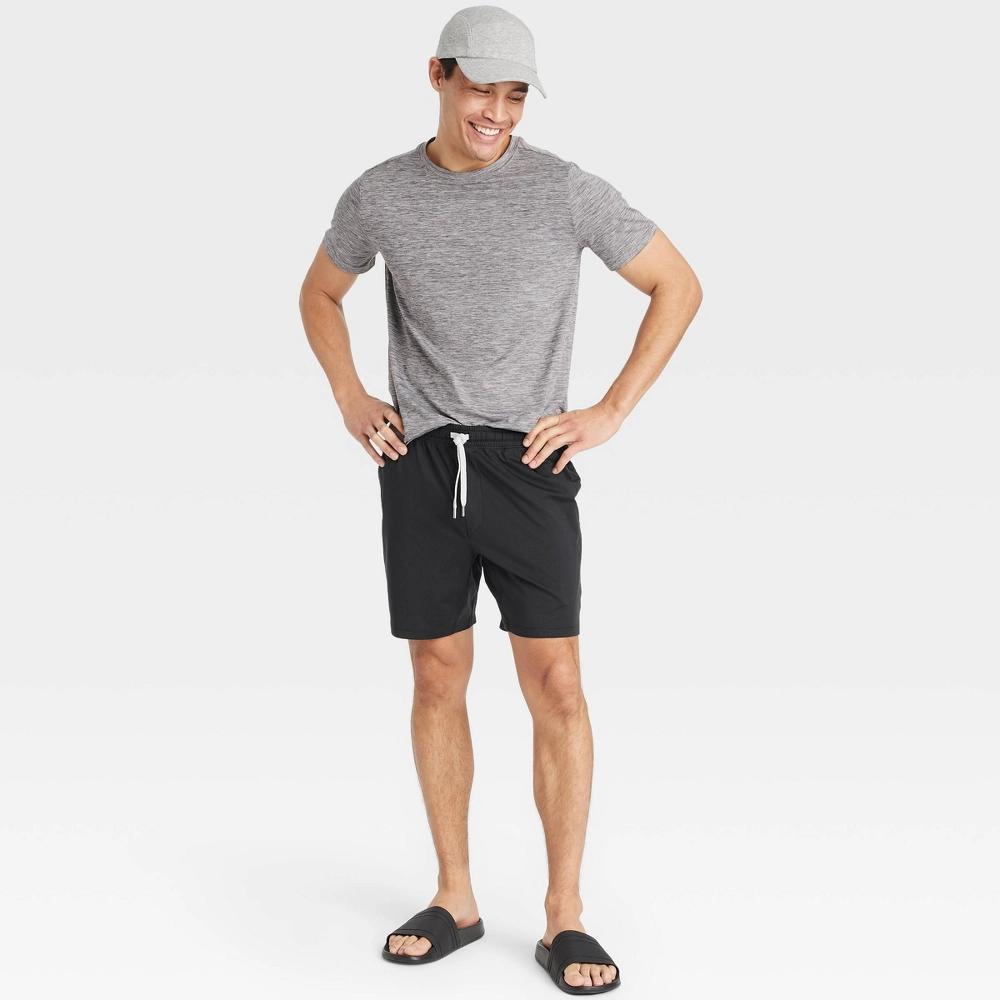 Mens 7 Soft Stretch Shorts - All In Motion Black Onyx S: Fit, Side & Zippered Pockets, UPF 50+ Product Image
