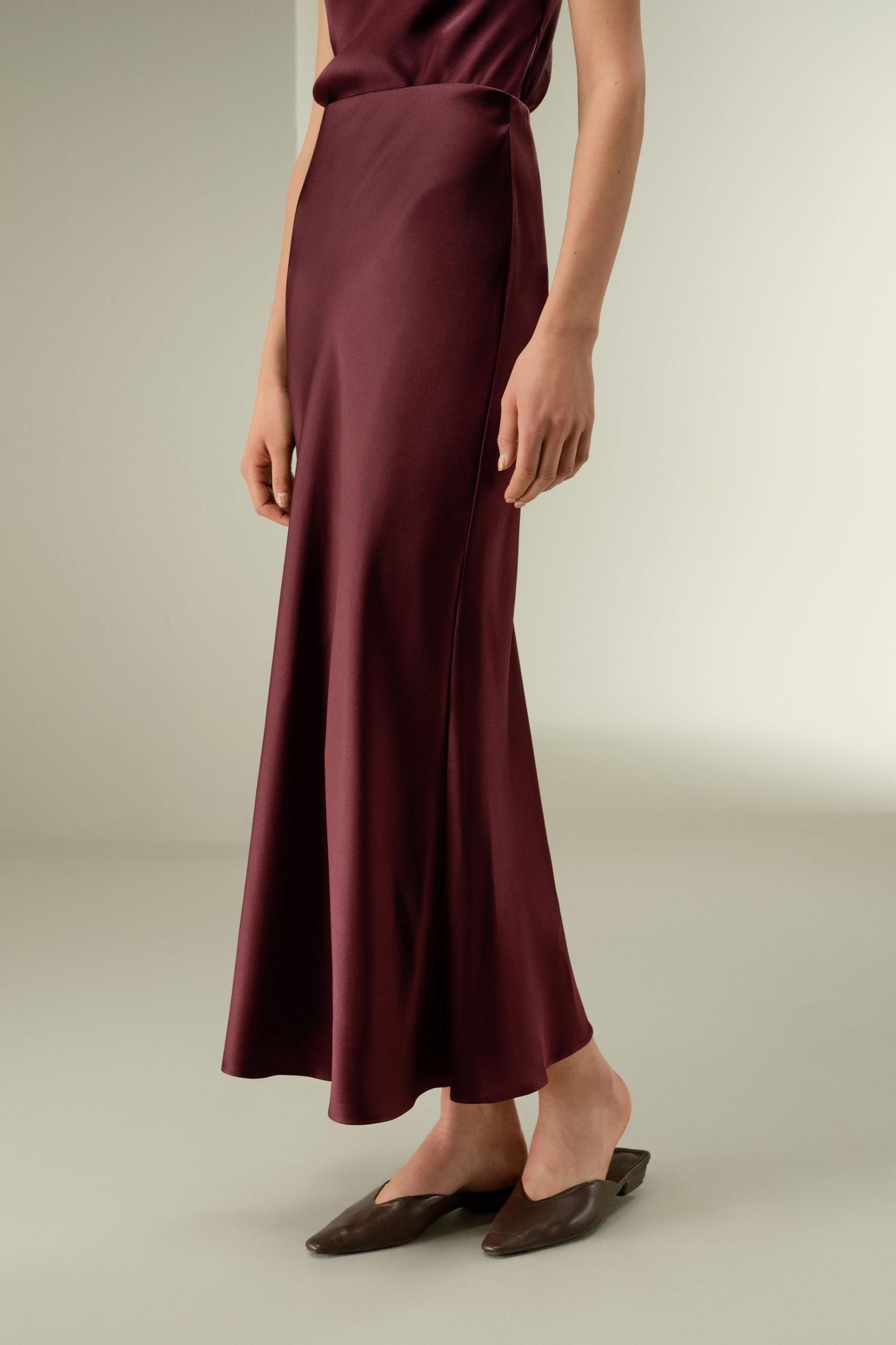 Double-Faced Silk Charmeuse Maxi Skirt Product Image