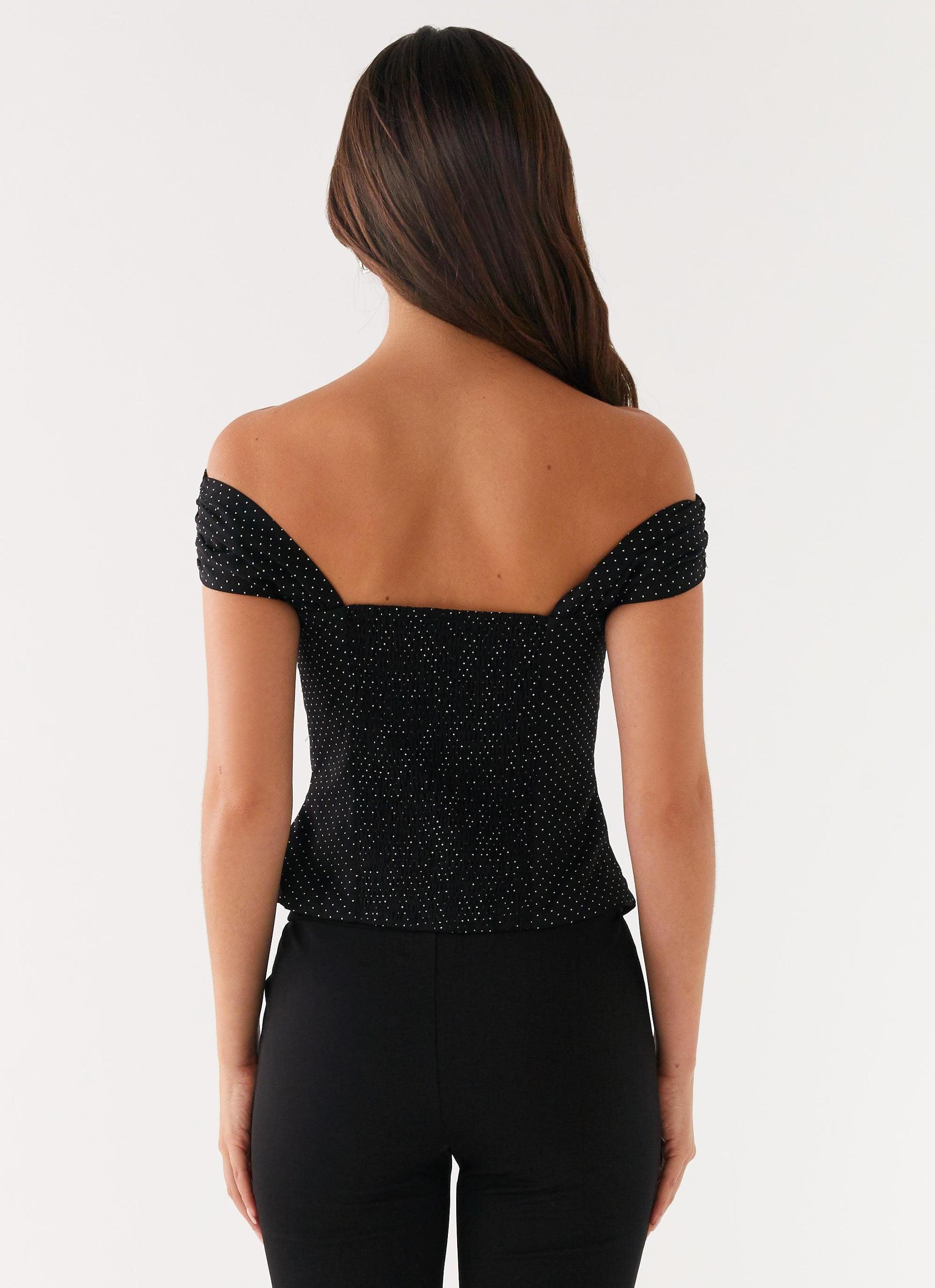 Tamera Top - Black Polka Dot Product Image