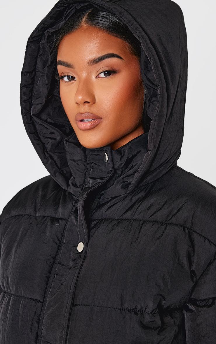Black Hooded Puffer Jacket Product Image