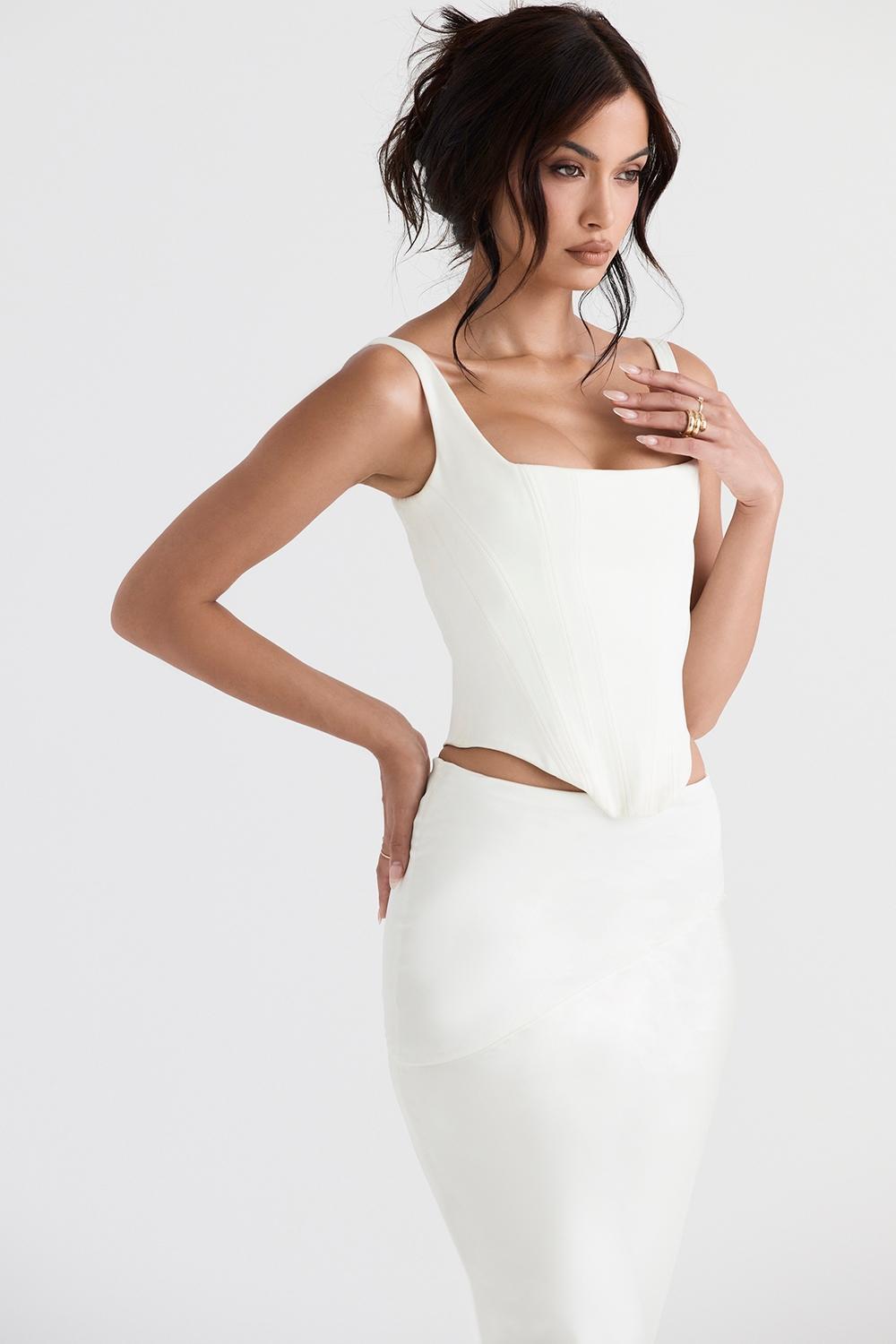 Rafa Ivory Satin Longline Corset Product Image