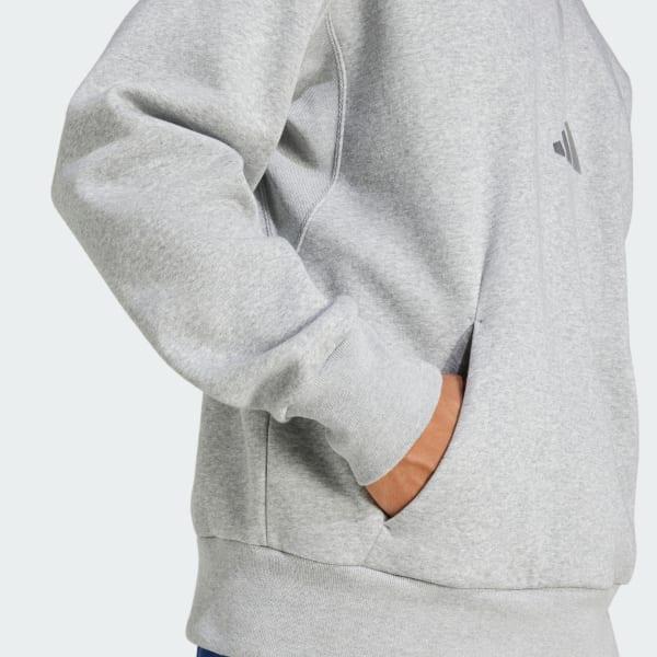 adidas ALL SZN Fleece 1/4-Zip Crew Sweatshirt Dark Blue XS Mens Product Image