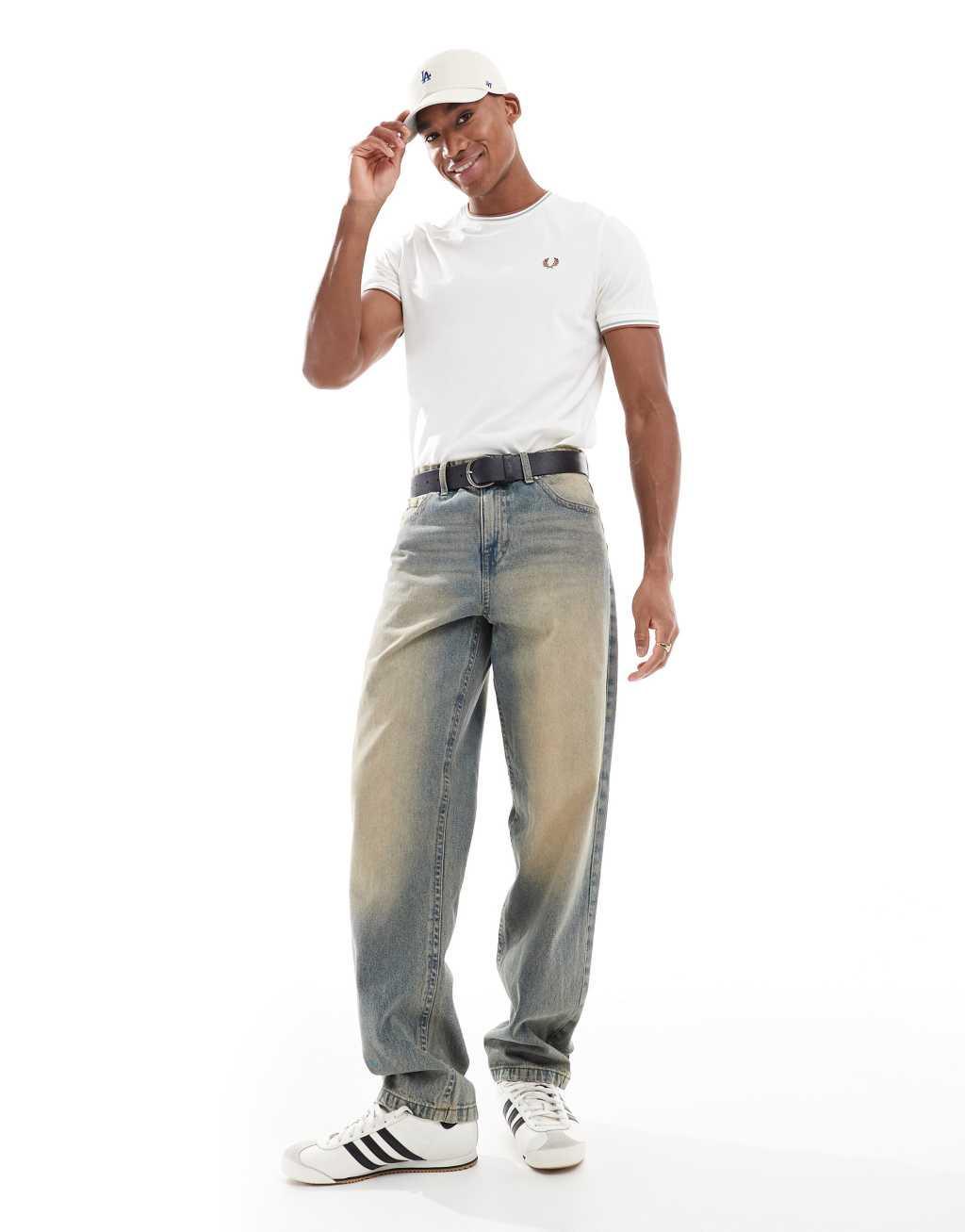 Fred Perry twin tipped t-shirt in white Product Image