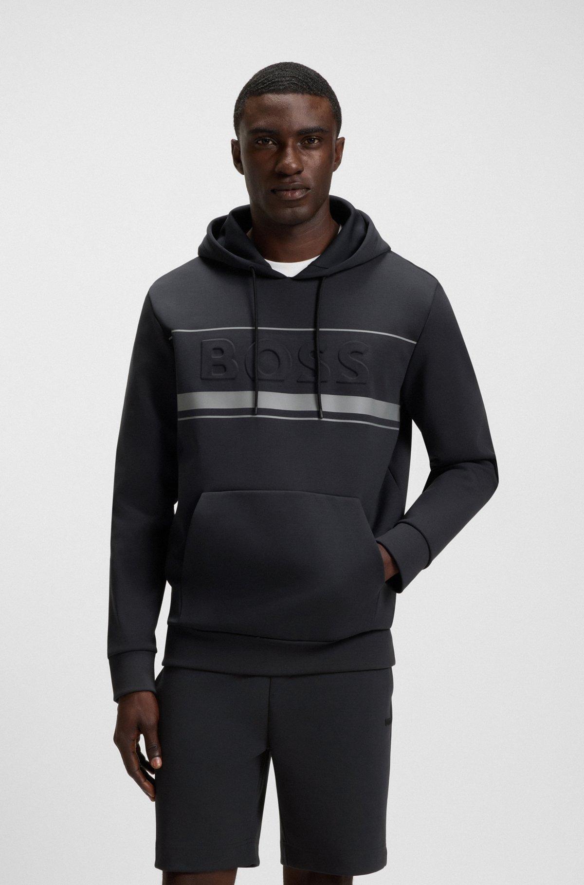 BOSS - Hoodie with stripe details - Dark Blue Product Image