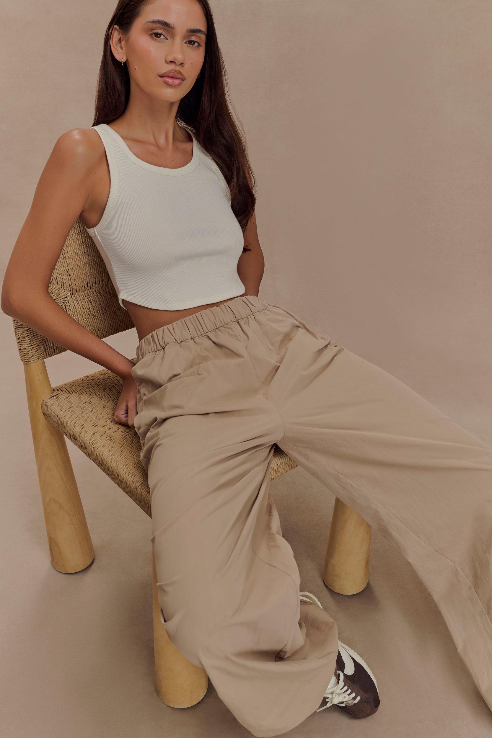 Campbell Cotton Wide Leg Pants - Sand Product Image