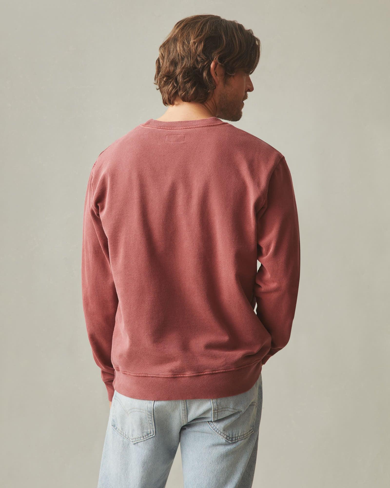 Men's Vintage Washed Relaxed French Terry Crew - Russet Brown Product Image