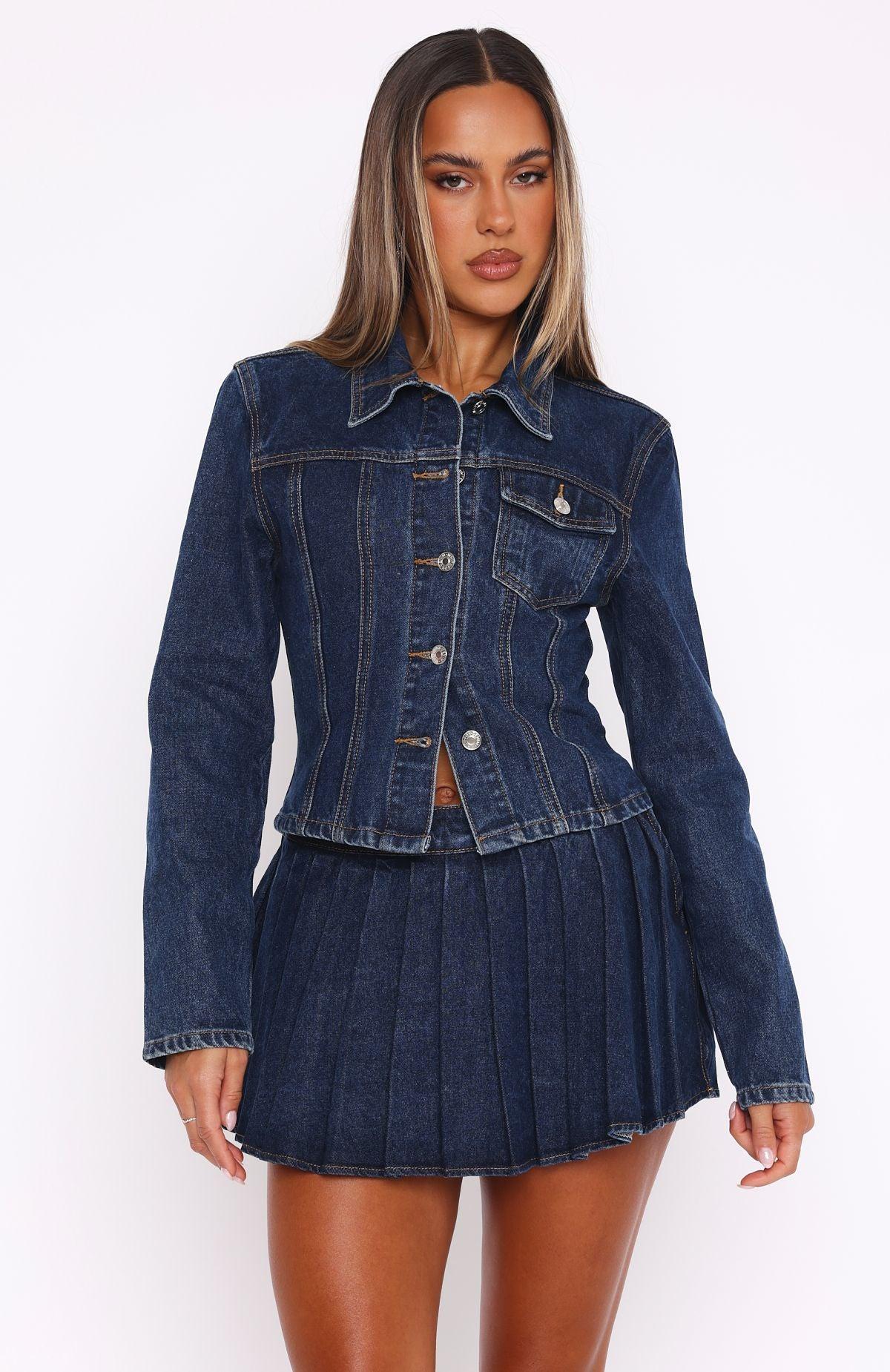 Ayla Denim Mini Skort Dark Blue Product Image
