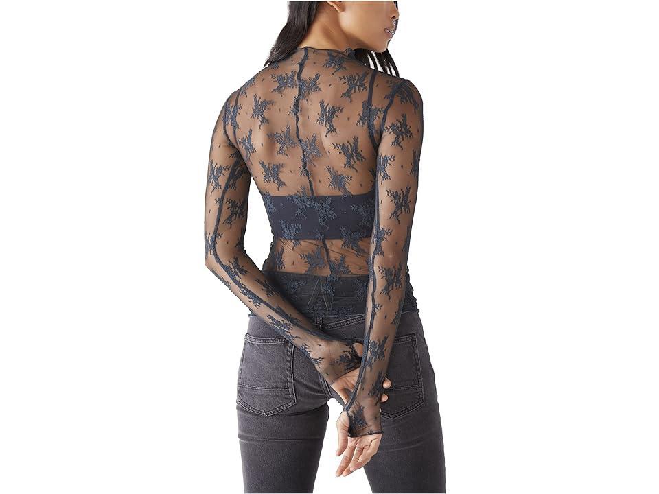 Free People Lady Lux Jacquard Sheer Mock Neck Long Sleeve Layering Top Product Image