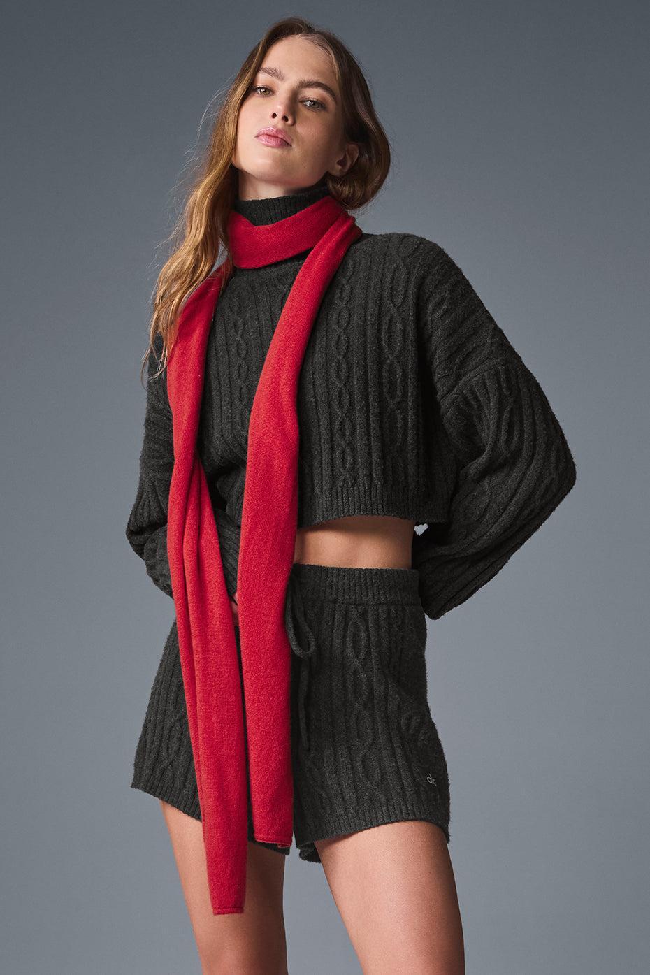 Cashmere Light Frosted Scarf - Red Ribbon Product Image