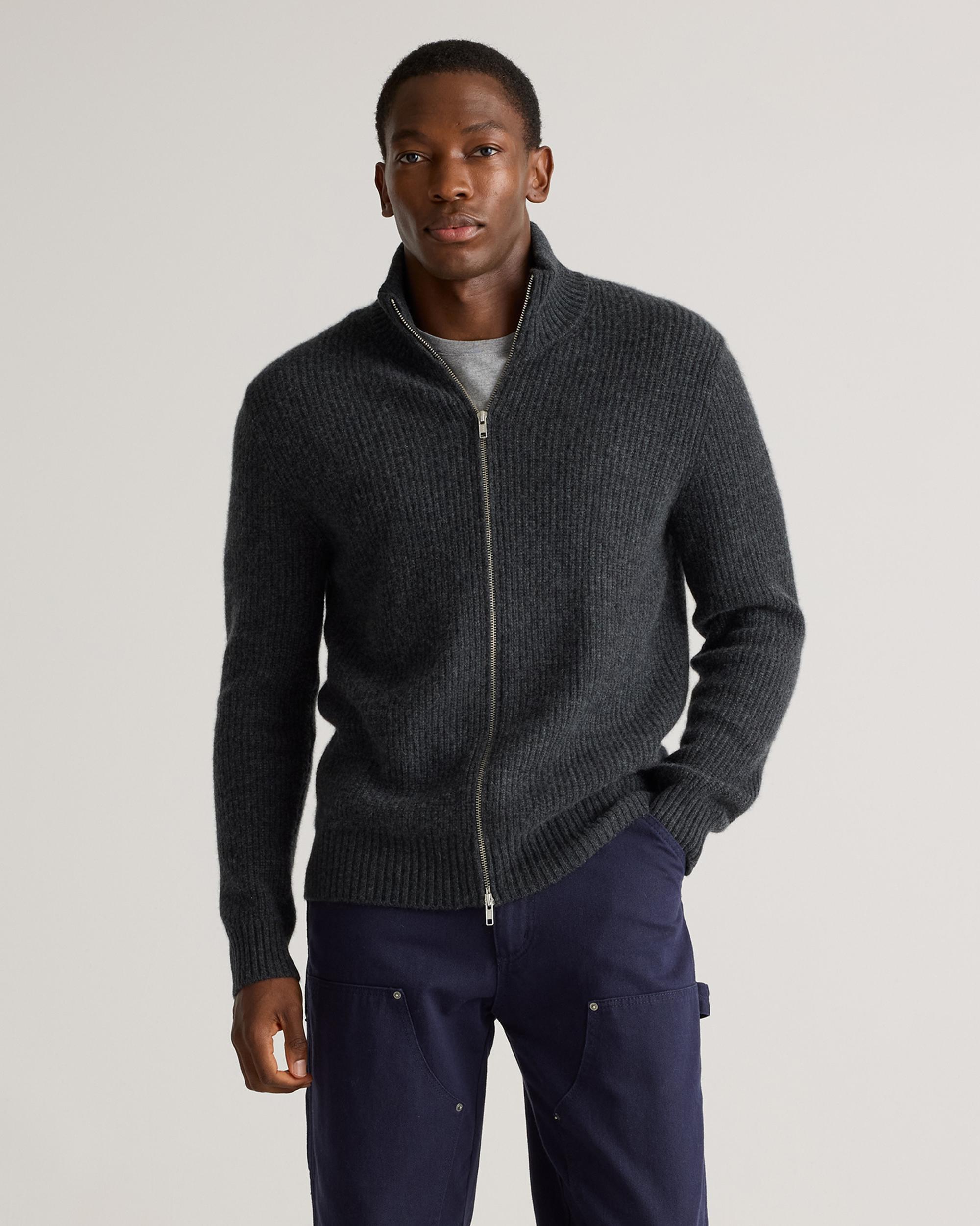 Quince | Men's Mongolian Cashmere Fisherman Full Zip Sweater Product Image