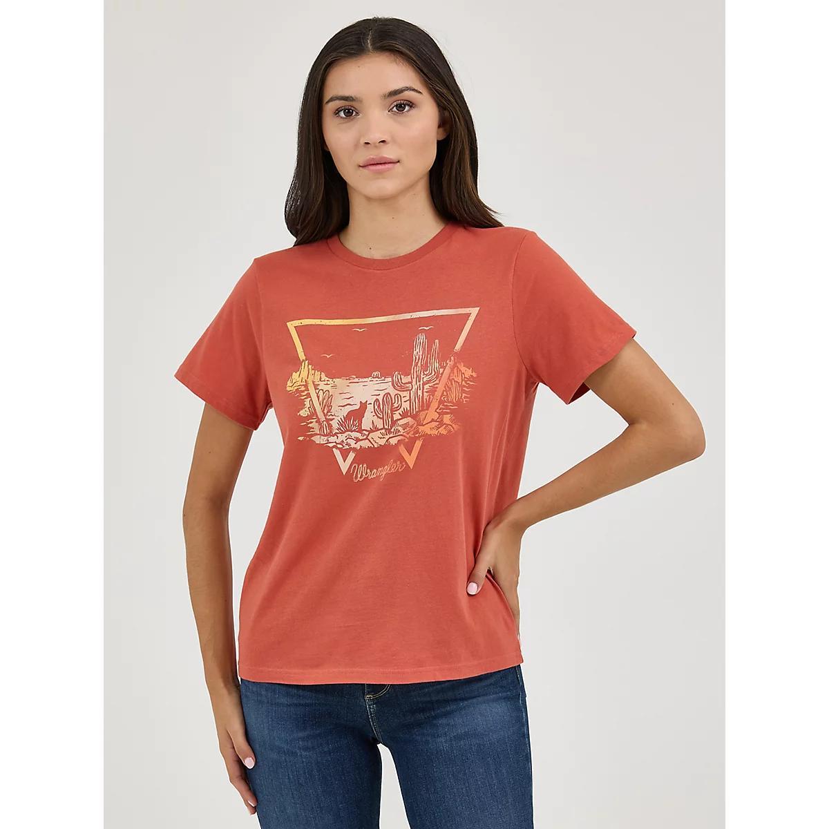 Women's Wrangler Southwestern Graphic Regular Fit Tee in Peach Parfait Product Image