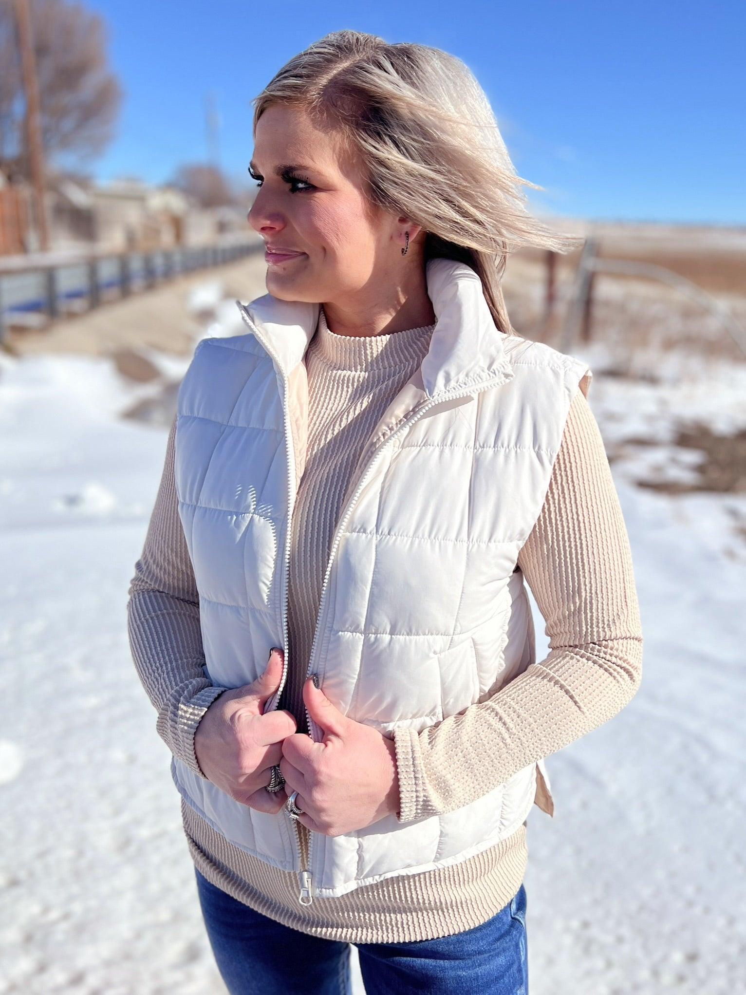 Solid Quilted Puff Zip Up Vest - 2 Colors Product Image
